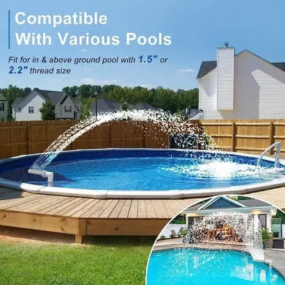 Solar Pool Fountain with LED & Double Spray Arch – For Nighttime Pool Magic