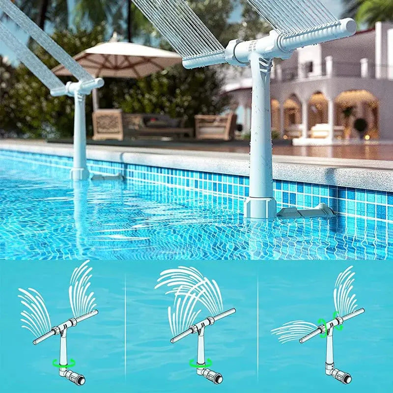 Solar Pool Fountain with LED & Double Spray Arch – For Nighttime Pool Magic