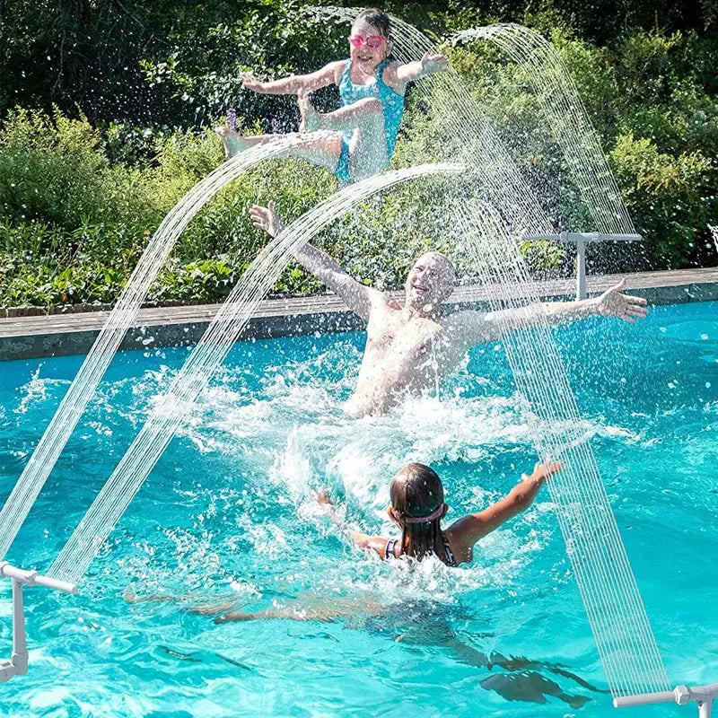 Solar Pool Fountain with LED & Double Spray Arch – For Nighttime Pool Magic