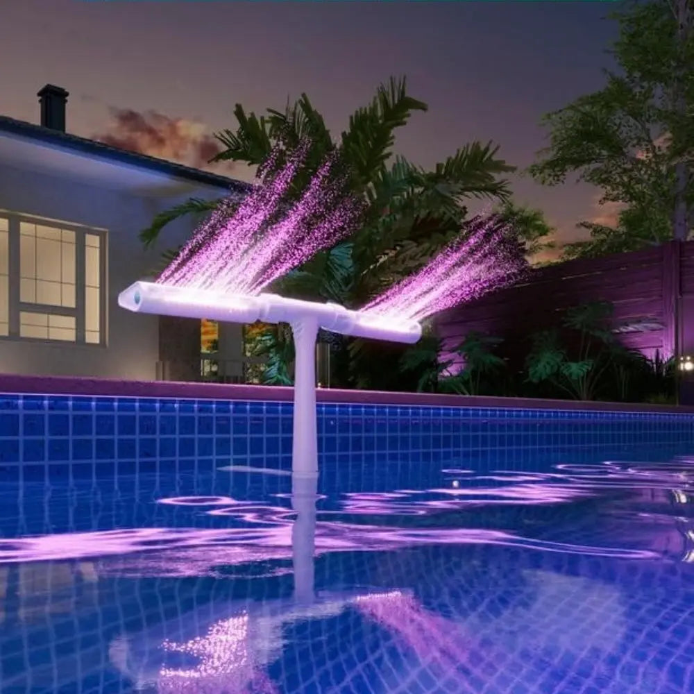 Solar Pool Fountain with LED & Double Spray Arch – For Nighttime Pool Magic