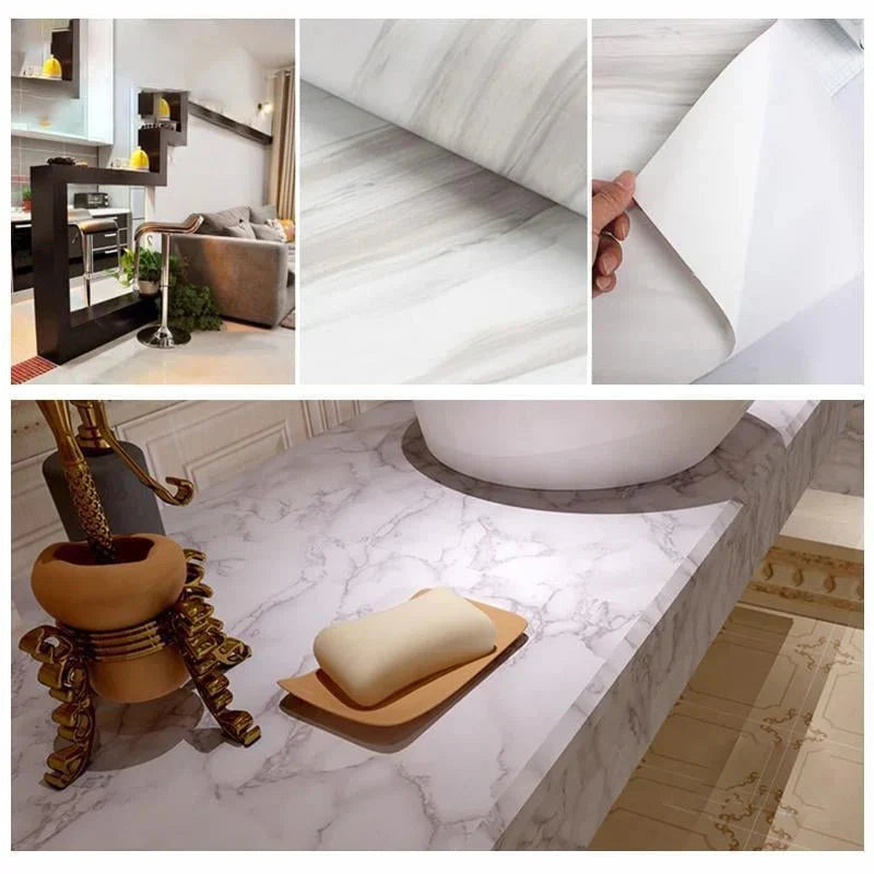 Waterproof Marble Wallpaper — Self-Adhesive Protection for Smooth Surfaces