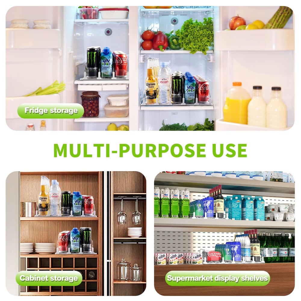 Organizer™ - Drink Storage with Eject Mechanism - For Refrigerator & Storage Rack