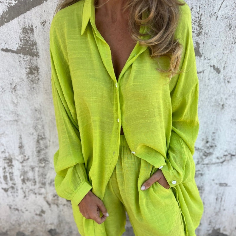 Women's 2-piece casual sportswear,Women's long sleeve shirt and shorts two-piece set