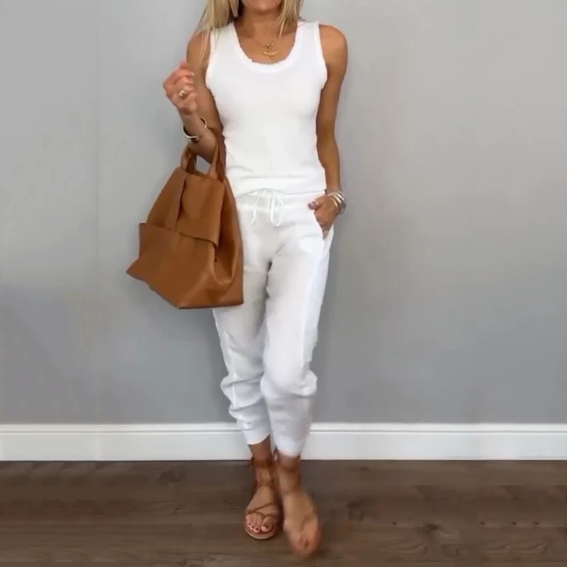 Mirana - Dames Tweedelig Effen Set, Comfortabel en Stijlvol