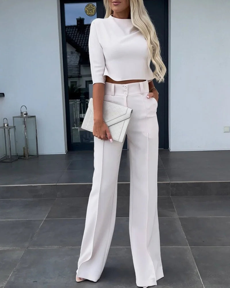 Élise™ | Stijlvolle Cropped Top & Broek Set